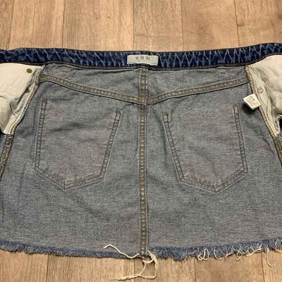 Womens We The Free Frayed Full Zip Denim Jean‎ Mini Skirt - Picture 5 of 6